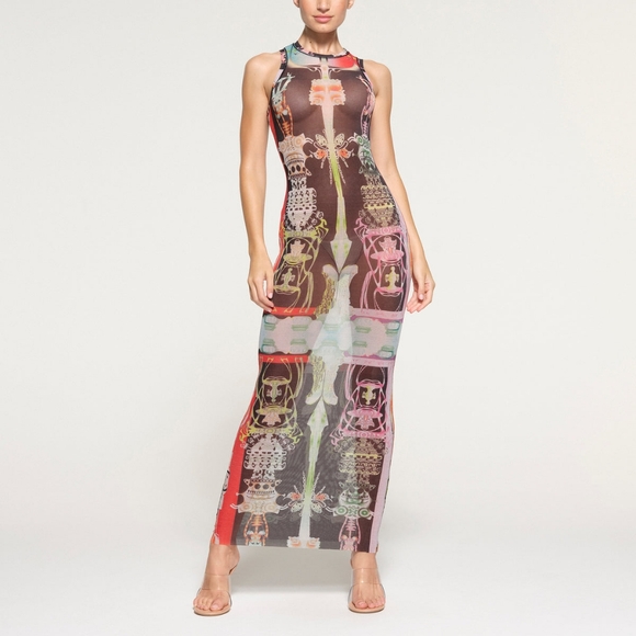 2. NWT SKIMS SUMMER MESH HIGH NECK LONG DRESS IN ORCHID CABINET - Picture 3 of 8